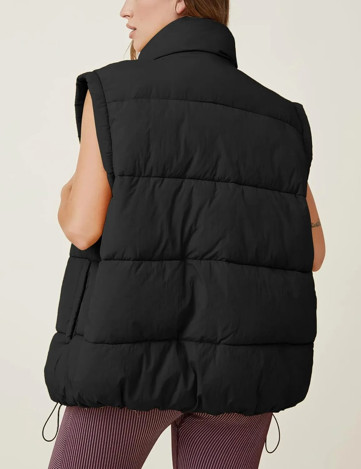Flygo Puffer Vest Women Zip Up Sleeveless Winter Casual Stand Collar Padded Down Jacket Coat with Pockets