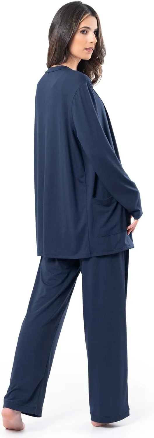 Fruit of the Loom womens Breathable Tank Top, Pant, and Cardigan Sleep Set