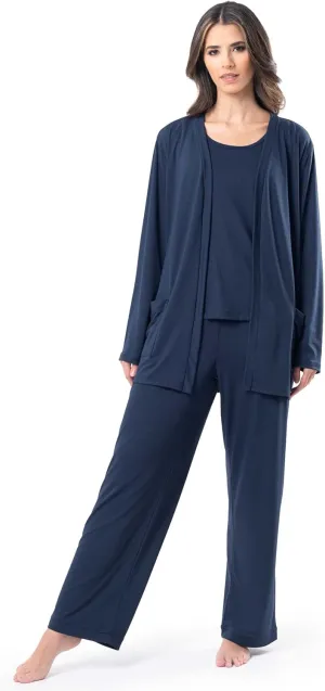 Fruit of the Loom womens Breathable Tank Top, Pant, and Cardigan Sleep Set