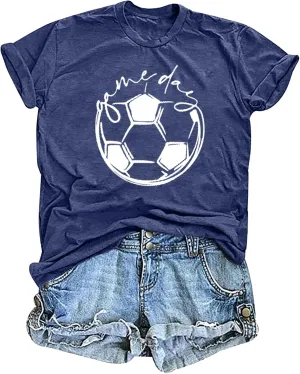 Game Day T Shirt Women Soccer Season Shirts Soccer Mom Graphic Short Sleeve Shirt Game Day Vibes Tee Tops