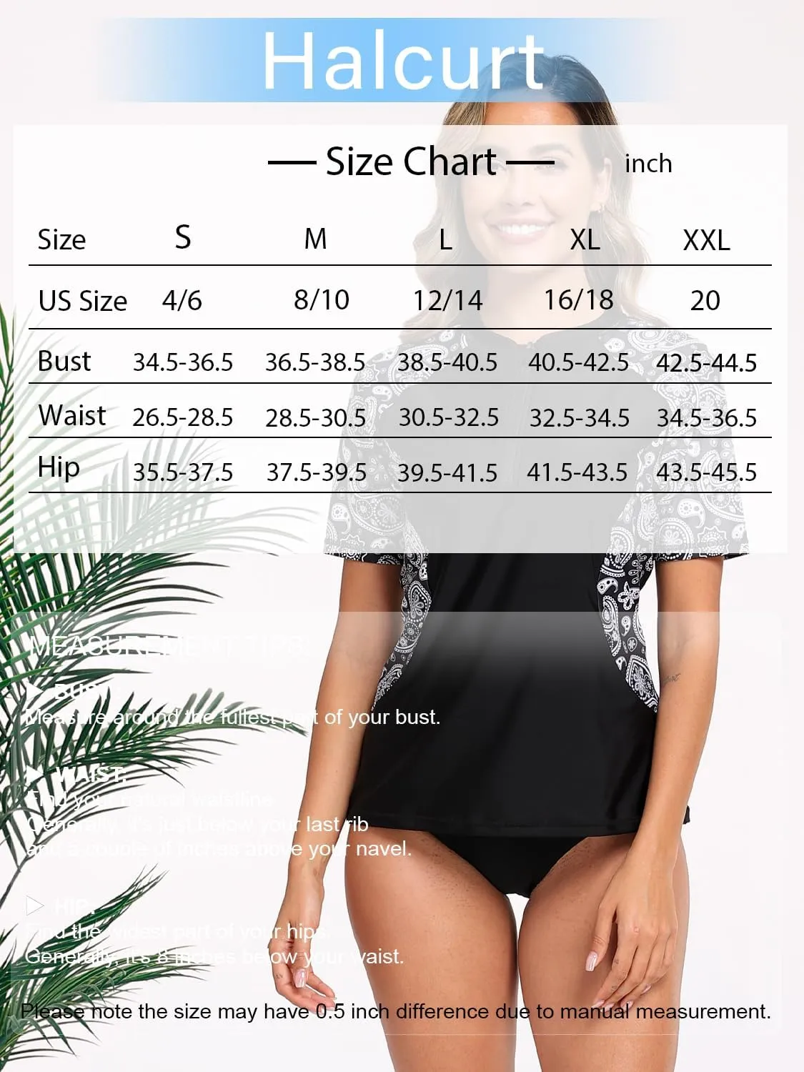 Halcurt Women's Short Sleeve Rash Guard Swimsuit Top Swim Shirt Only Swim Tee UPF50  Quick Dry Swimsuit