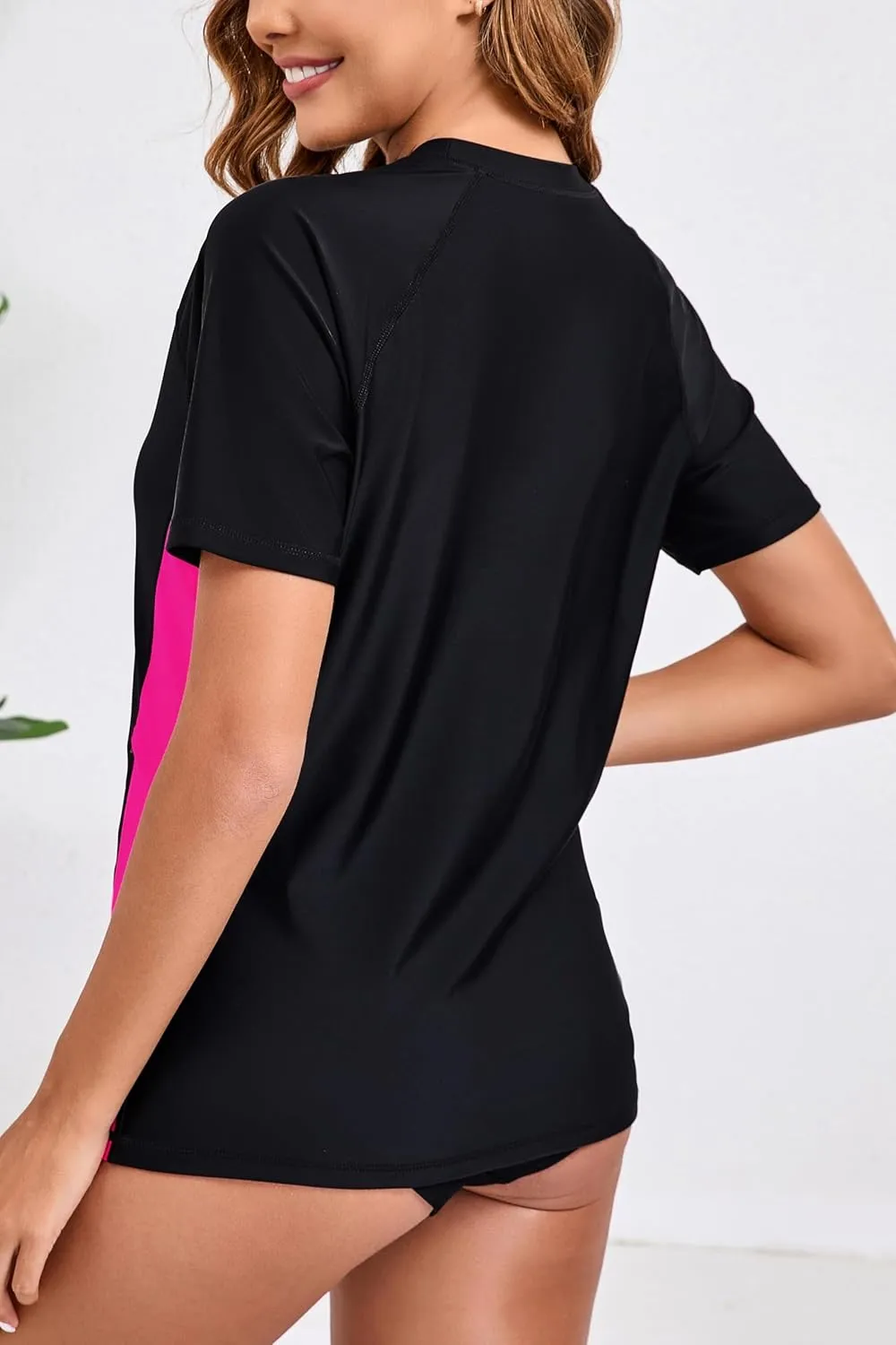 Halcurt Women's Short Sleeve Rash Guard Swimsuit Top Swim Shirt Only Swim Tee UPF50  Quick Dry Swimsuit