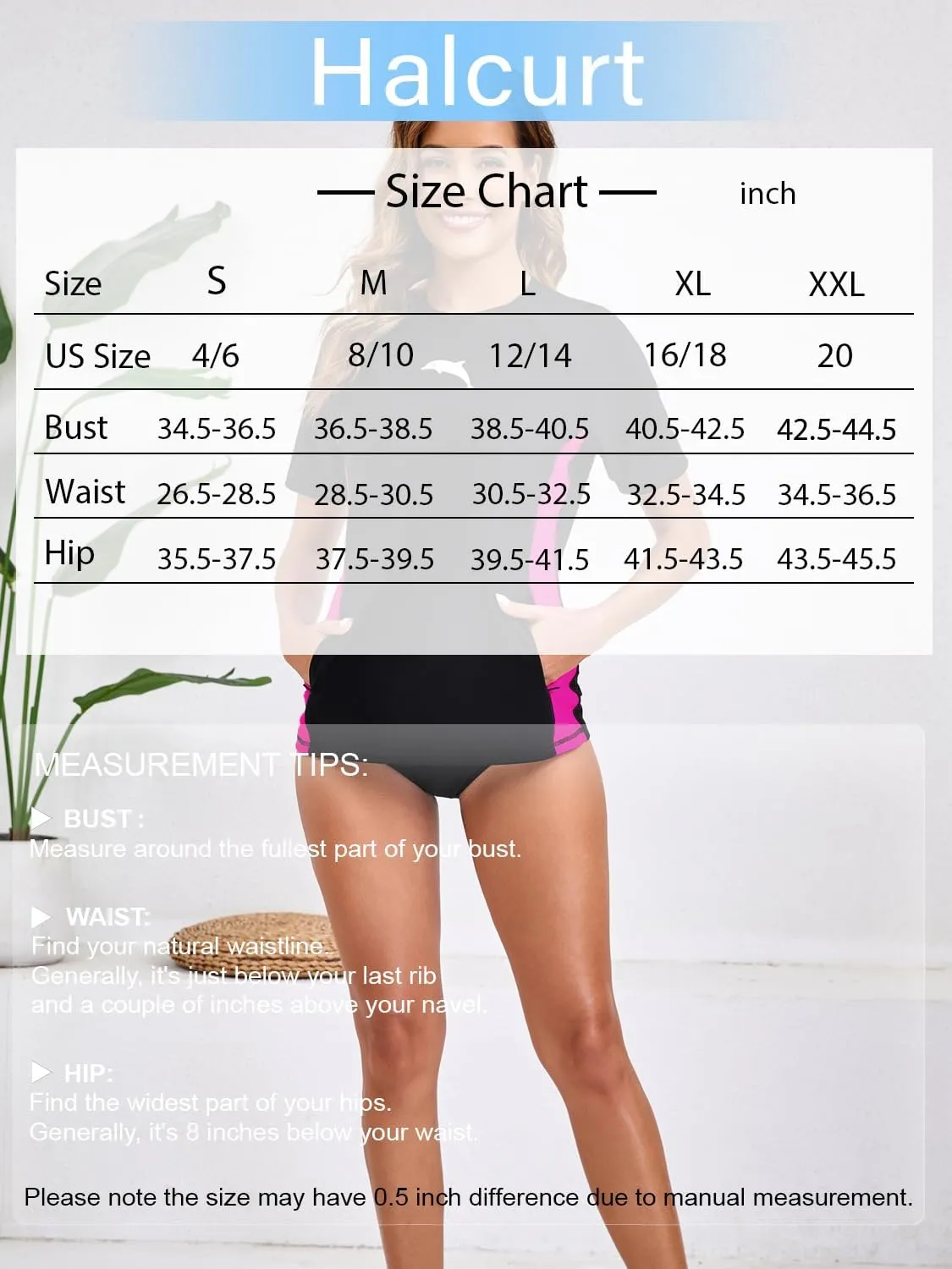 Halcurt Women's Short Sleeve Rash Guard Swimsuit Top Swim Shirt Only Swim Tee UPF50  Quick Dry Swimsuit