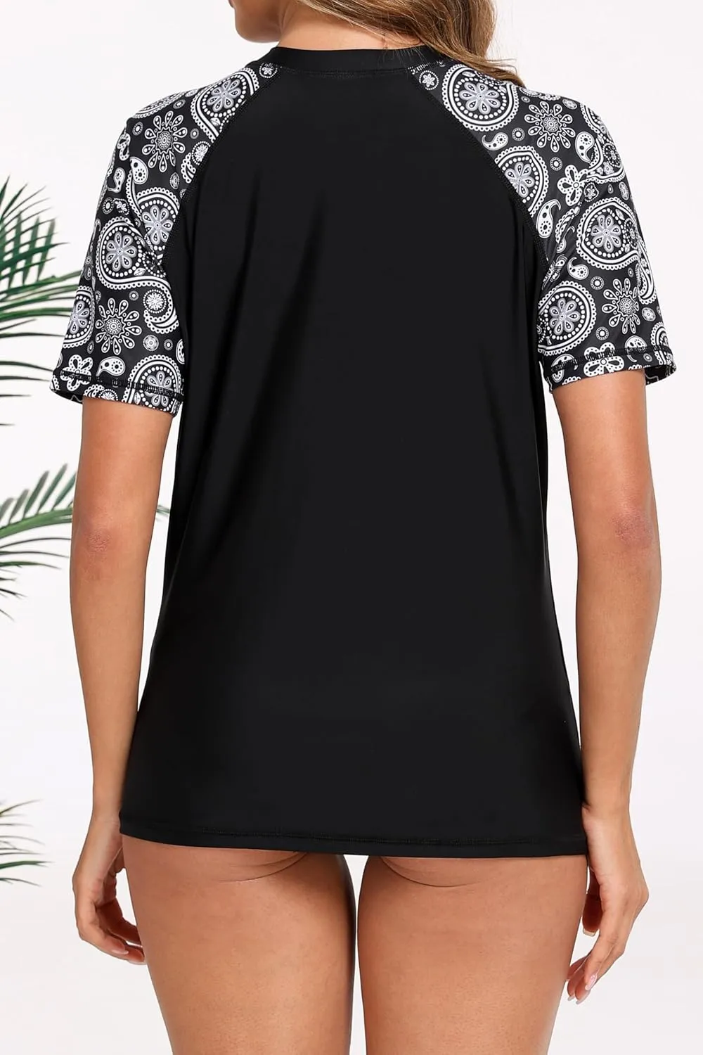 Halcurt Women's Short Sleeve Rash Guard Swimsuit Top Swim Shirt Only Swim Tee UPF50  Quick Dry Swimsuit