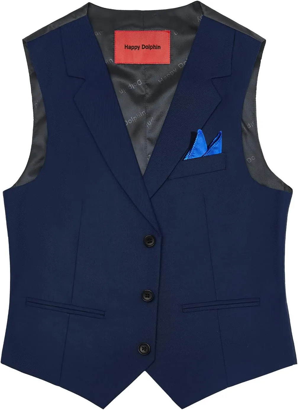 Happy Dolphin Boys 4-Piece Slim Fit Formal Vest Set with Suit Vest, Pants, Shirt, and Tie