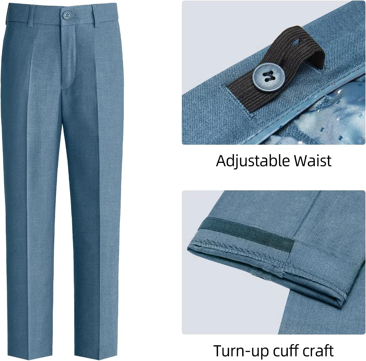 Happy Dolphin Boys 4-Piece Slim Fit Formal Vest Set with Suit Vest, Pants, Shirt, and Tie