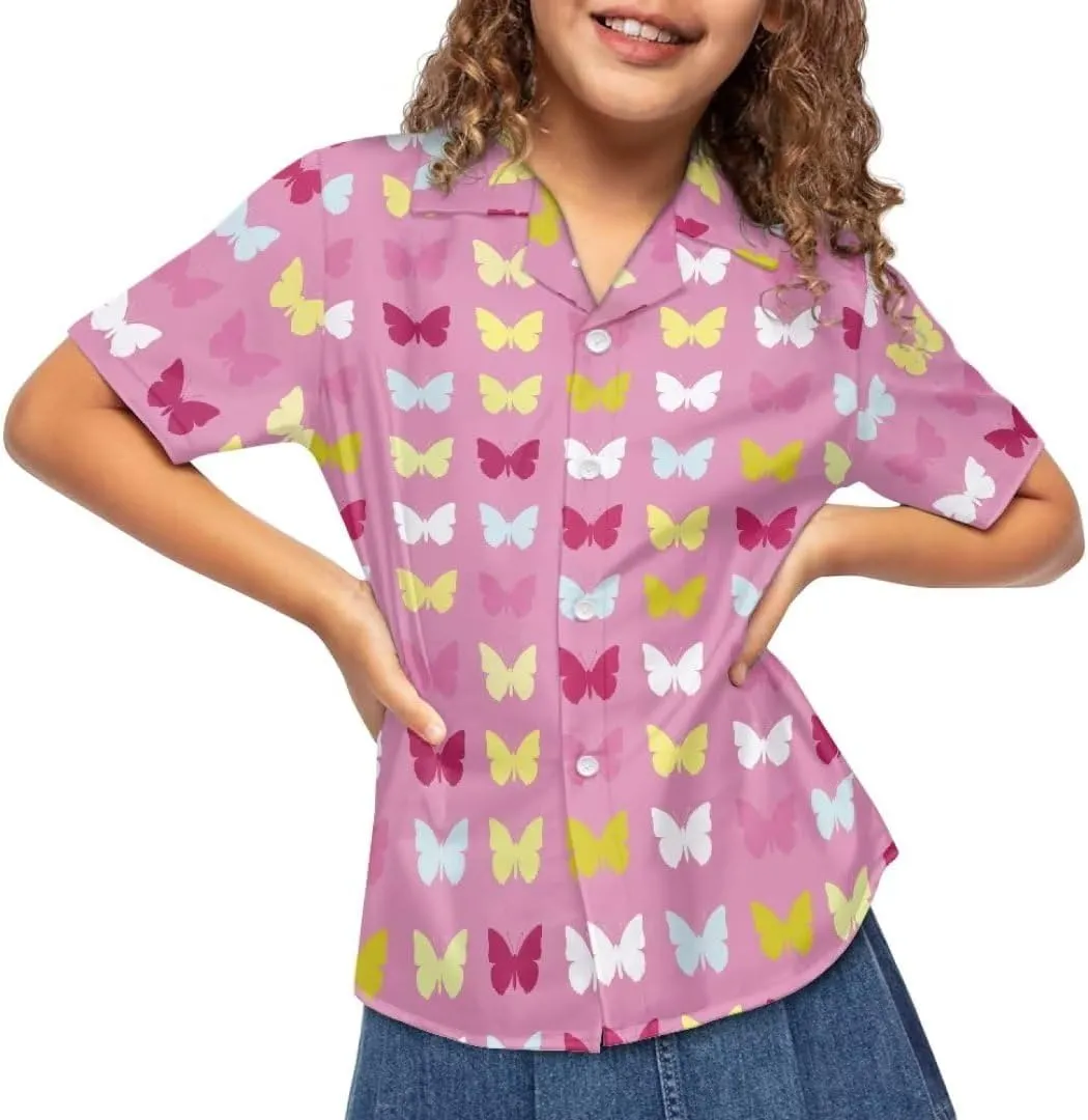 Hawapod Short Sleeves Kid Hawaiian Shirt Cartoon Button Down Lightweight Quick Dry Boy Hawaiian Shirt