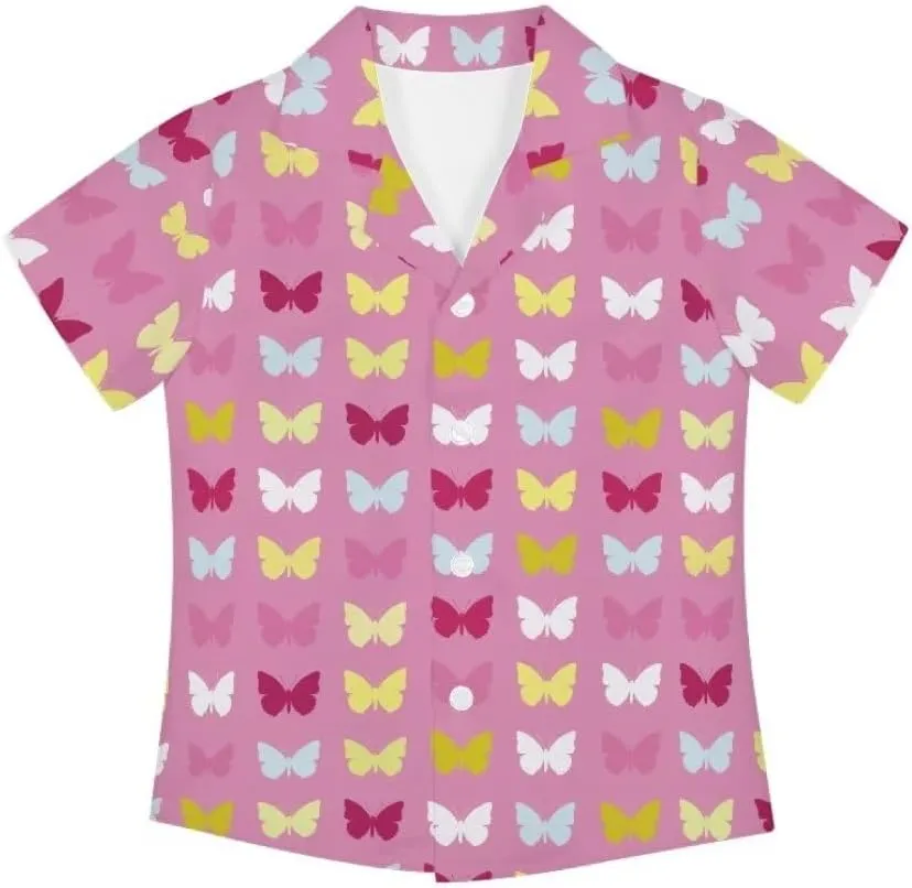 Hawapod Short Sleeves Kid Hawaiian Shirt Cartoon Button Down Lightweight Quick Dry Boy Hawaiian Shirt