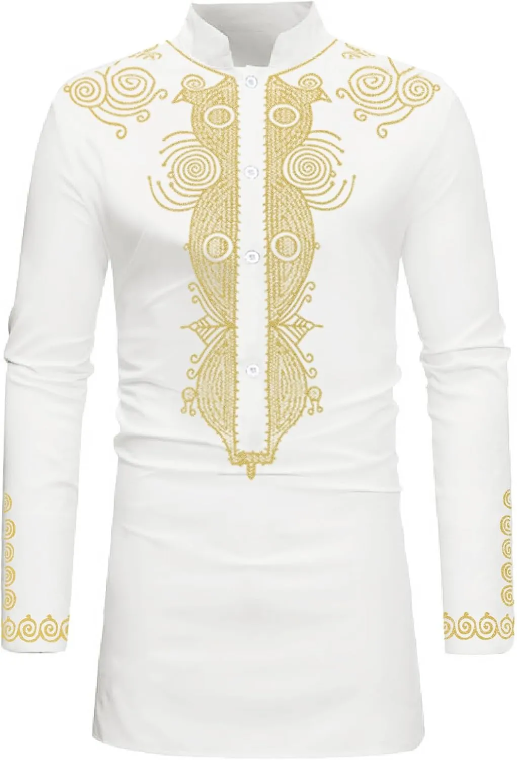 HEFASDM Men's African Dashiki 2 Piece Suit Traditional Long Sleeve Kurta and Pants Outfits Set