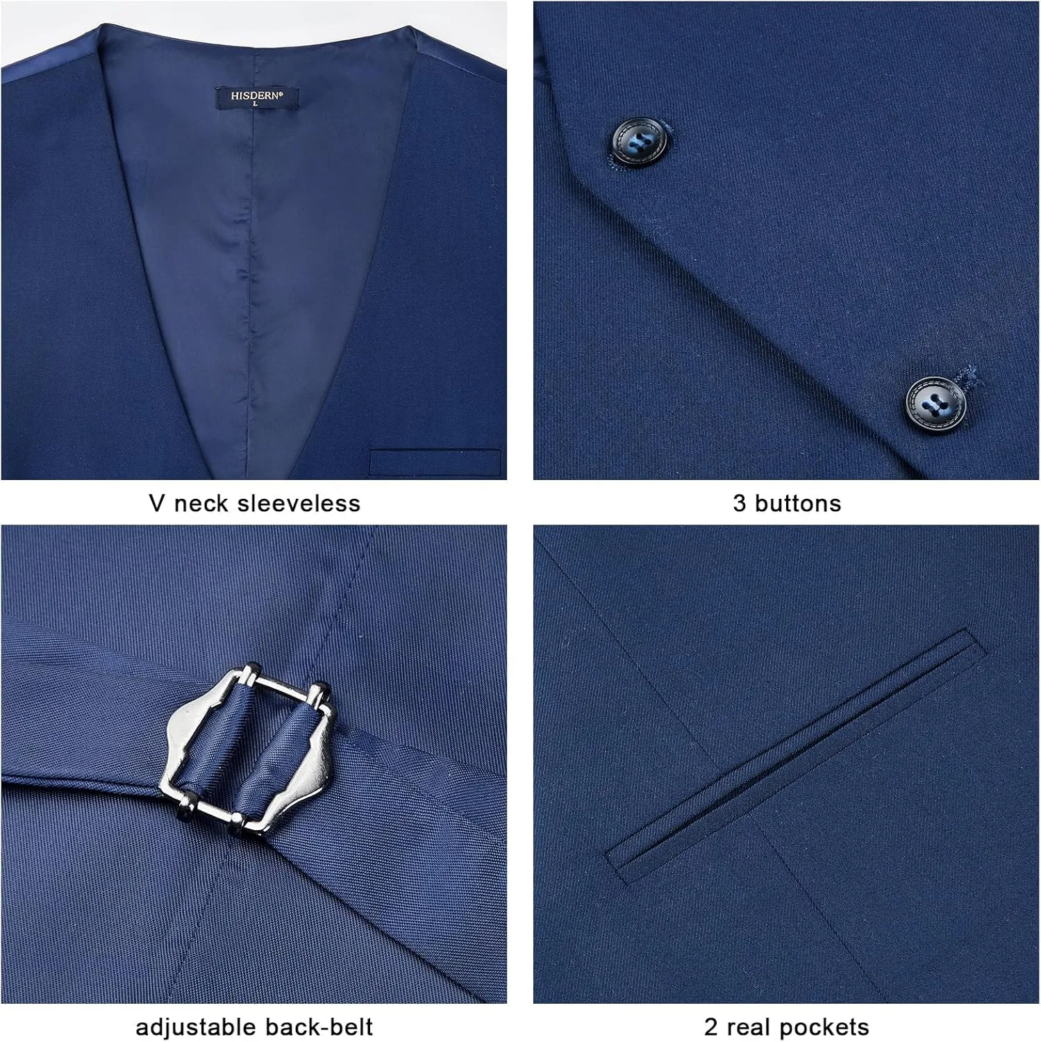 HISDERN Mens Suit Vest Business Casual Dress Waistcoat Vest Solid Color Formal Wedding Vests for Suits or Tuxedo