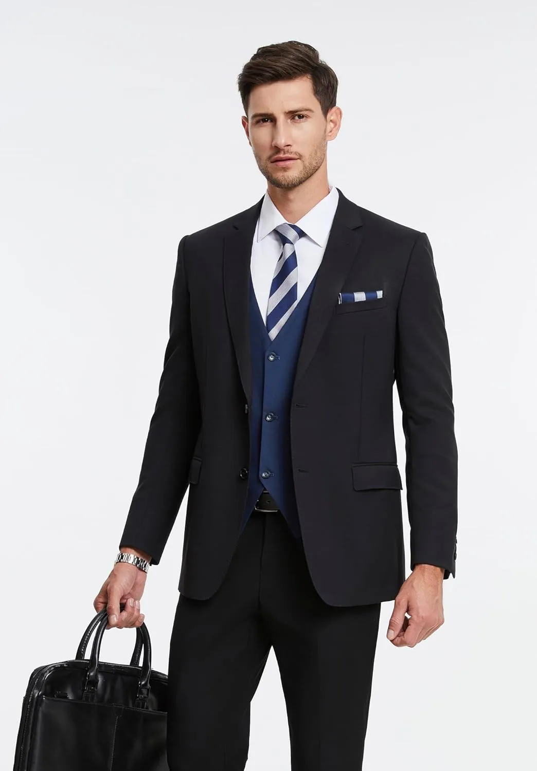 HISDERN Mens Suit Vest Business Casual Dress Waistcoat Vest Solid Color Formal Wedding Vests for Suits or Tuxedo