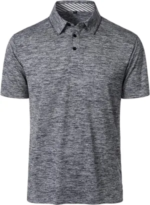 HOOD CREW Mens Golf Shirts Moisture Wicking Quick Dry Performance Sports T-Shirt Short Sleeve Casual Polo Shirt for Men