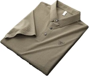 Ice Silk Smooth Short-Sleeved T-Shirt Men's Lapel Casual Tops Quick Dry Embroidery Polo Shirt