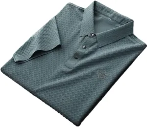 Ice Silk Smooth Short-Sleeved T-Shirt Men's Lapel Casual Tops Quick Dry Embroidery Polo Shirt