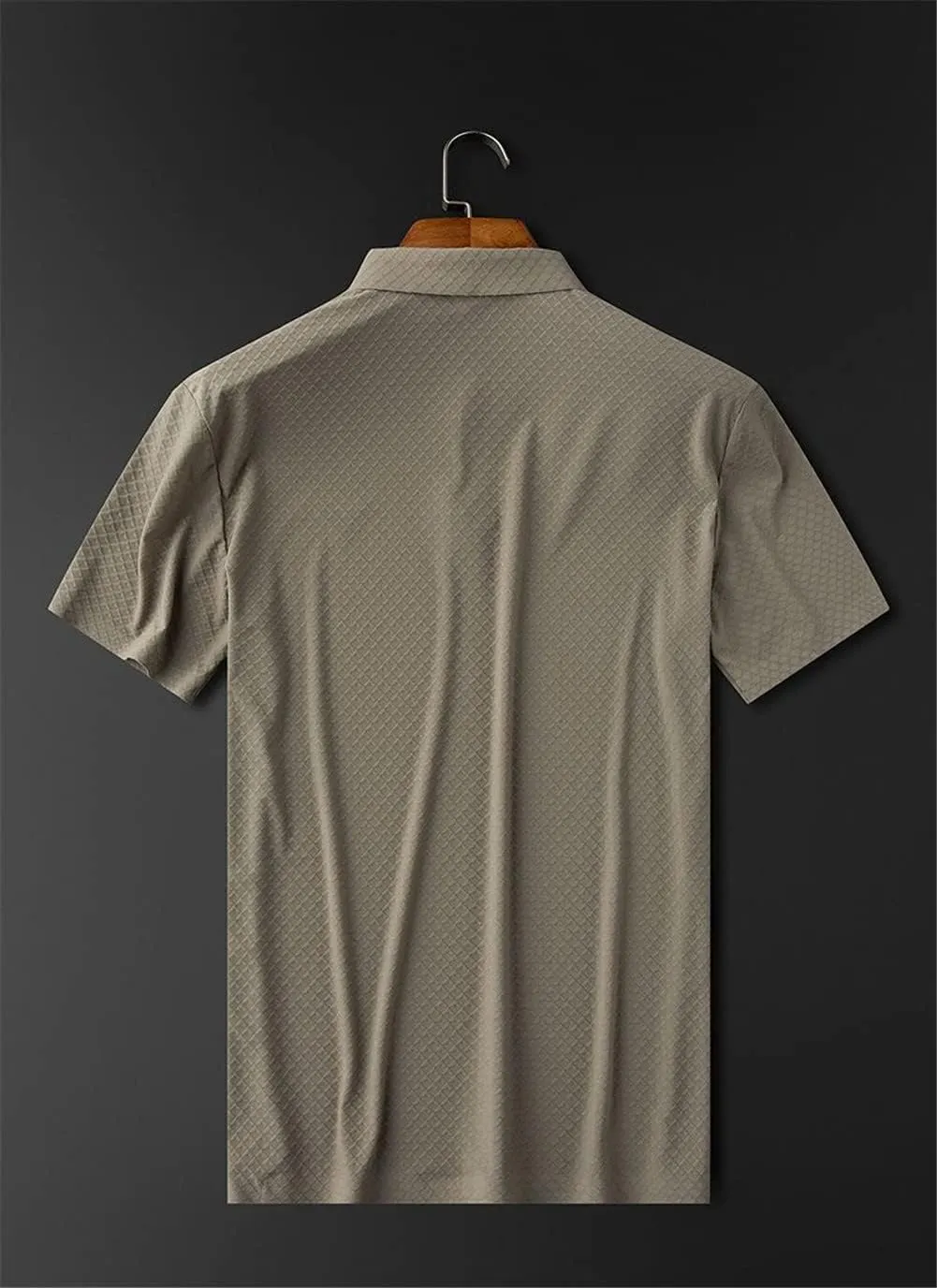 Ice Silk Smooth Short-Sleeved T-Shirt Men's Lapel Casual Tops Quick Dry Embroidery Polo Shirt