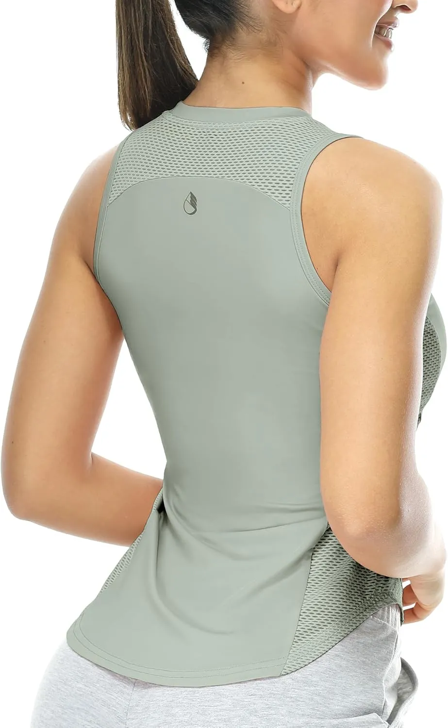 icyzone Workout Tank Top for Women High Neck Sleeveless Tops Quick Dry Athletic Yoga Exercise Running Shirts