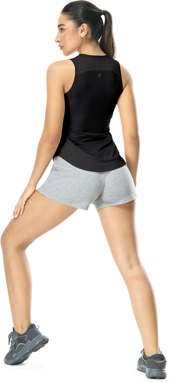 icyzone Workout Tank Top for Women High Neck Sleeveless Tops Quick Dry Athletic Yoga Exercise Running Shirts