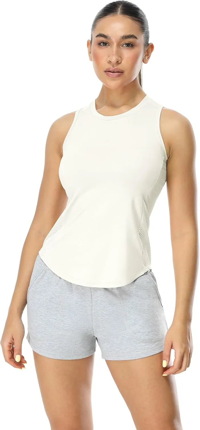 icyzone Workout Tank Top for Women High Neck Sleeveless Tops Quick Dry Athletic Yoga Exercise Running Shirts