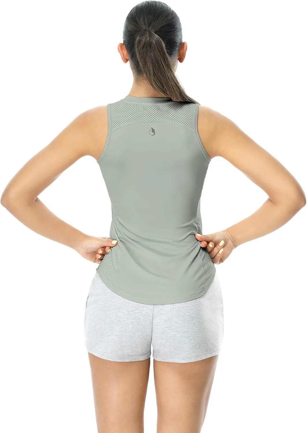 icyzone Workout Tank Top for Women High Neck Sleeveless Tops Quick Dry Athletic Yoga Exercise Running Shirts