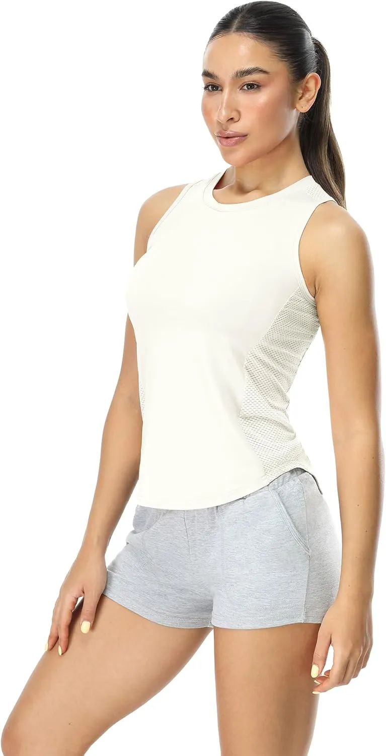 icyzone Workout Tank Top for Women High Neck Sleeveless Tops Quick Dry Athletic Yoga Exercise Running Shirts