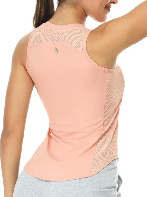 icyzone Workout Tank Top for Women High Neck Sleeveless Tops Quick Dry Athletic Yoga Exercise Running Shirts