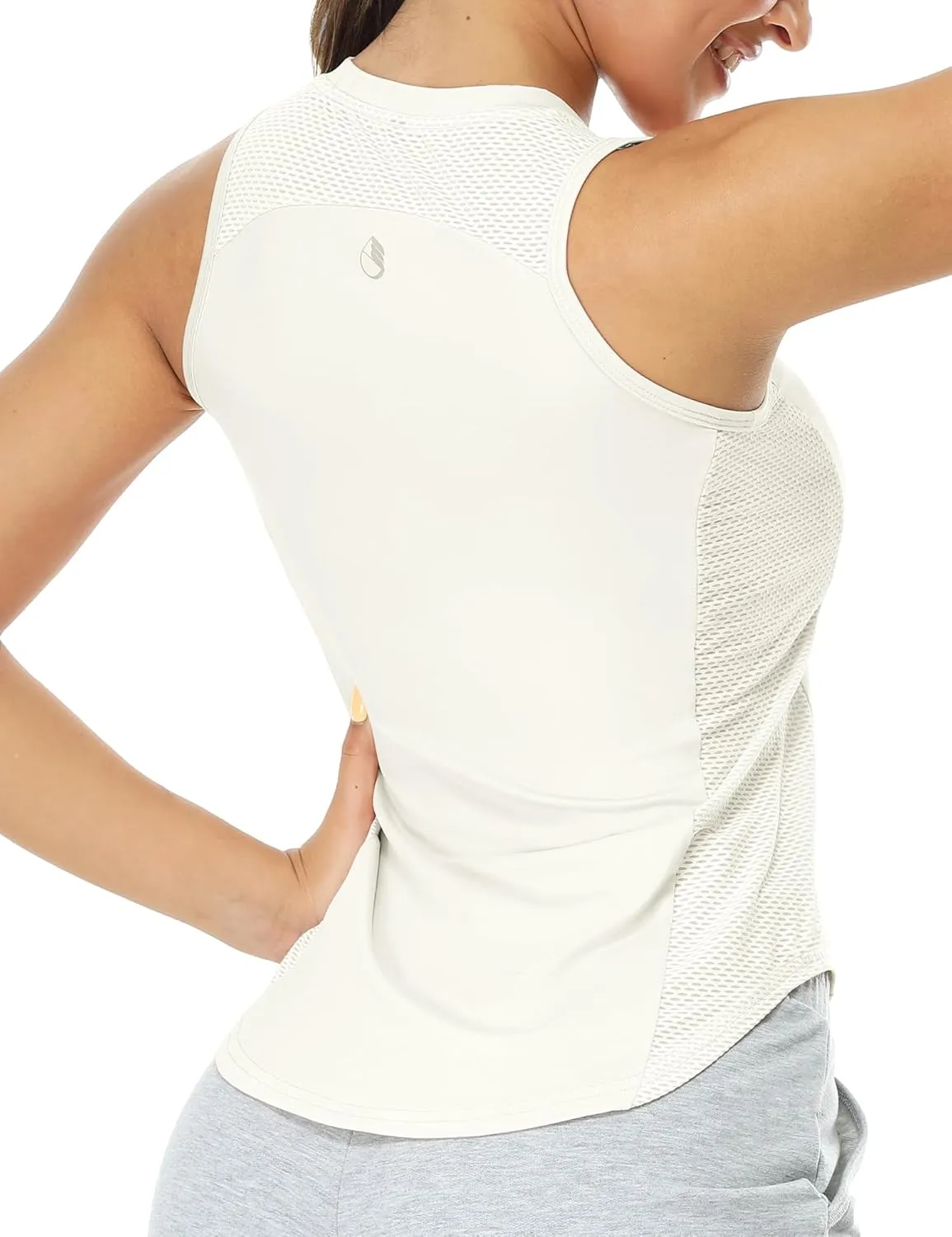 icyzone Workout Tank Top for Women High Neck Sleeveless Tops Quick Dry Athletic Yoga Exercise Running Shirts