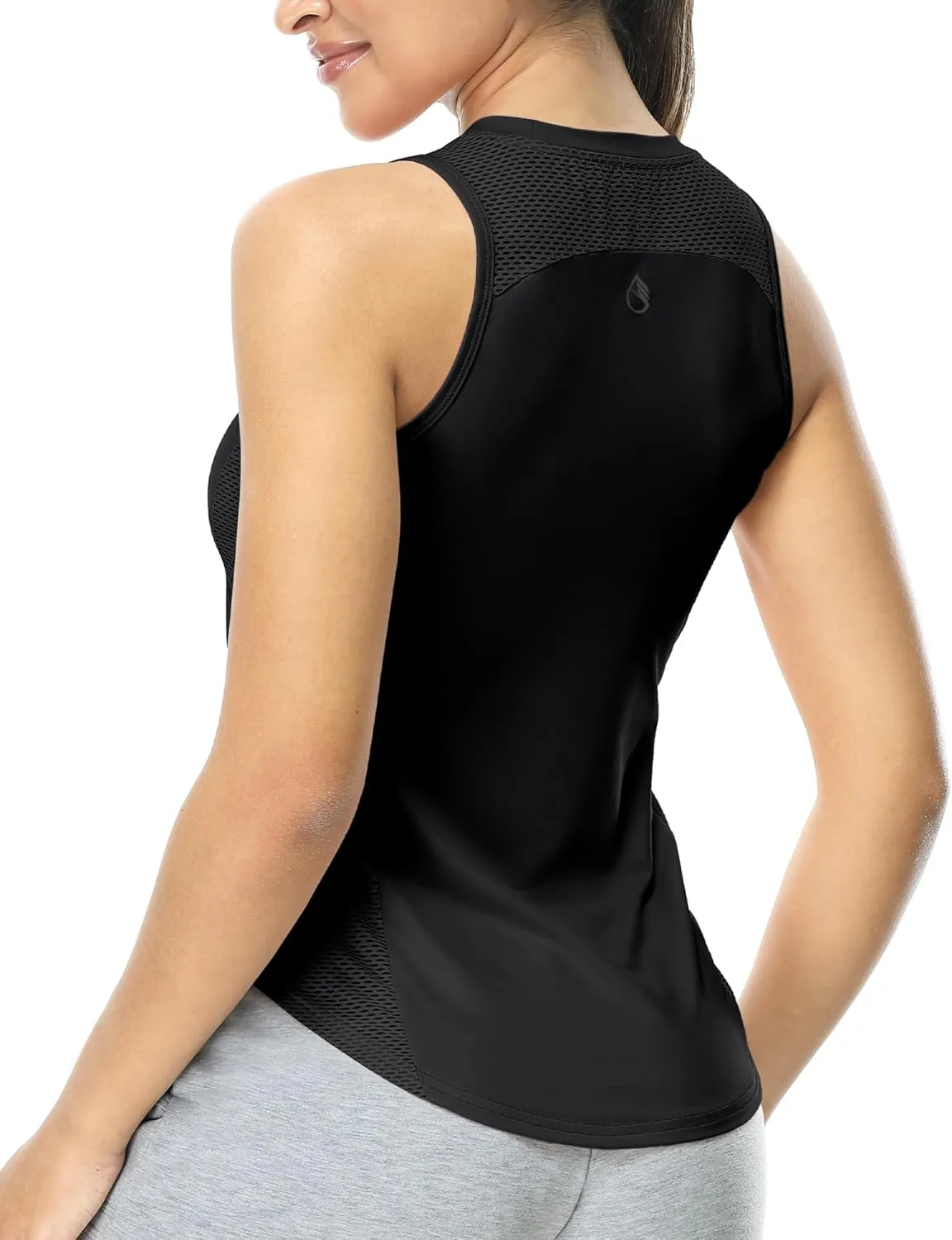 icyzone Workout Tank Top for Women High Neck Sleeveless Tops Quick Dry Athletic Yoga Exercise Running Shirts