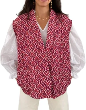 IMISSILLEB Women Vintage Cropped Floral Quilted Vest Sleeveless Reversible Puffer Jacket Fall Lightweight Padded Coat Gilet