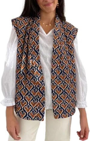 IMISSILLEB Women Vintage Cropped Floral Quilted Vest Sleeveless Reversible Puffer Jacket Fall Lightweight Padded Coat Gilet
