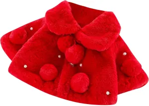 Infant Baby Girl Faux Fur Warm Winter Cape Cloak Coat Jacket Thicken Shawl Snowsuit Outerwear Coats for Girls