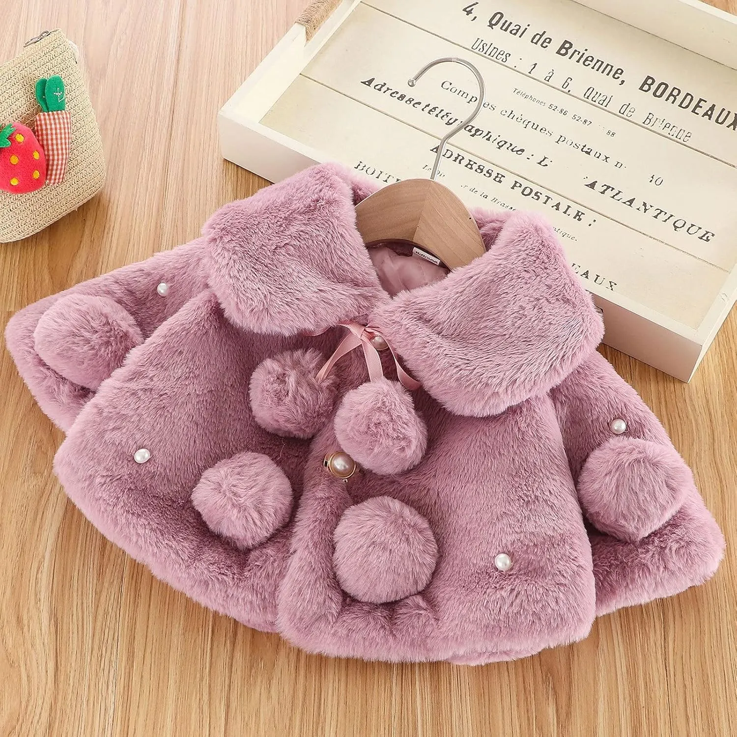 Infant Baby Girl Faux Fur Warm Winter Cape Cloak Coat Jacket Thicken Shawl Snowsuit Outerwear Coats for Girls