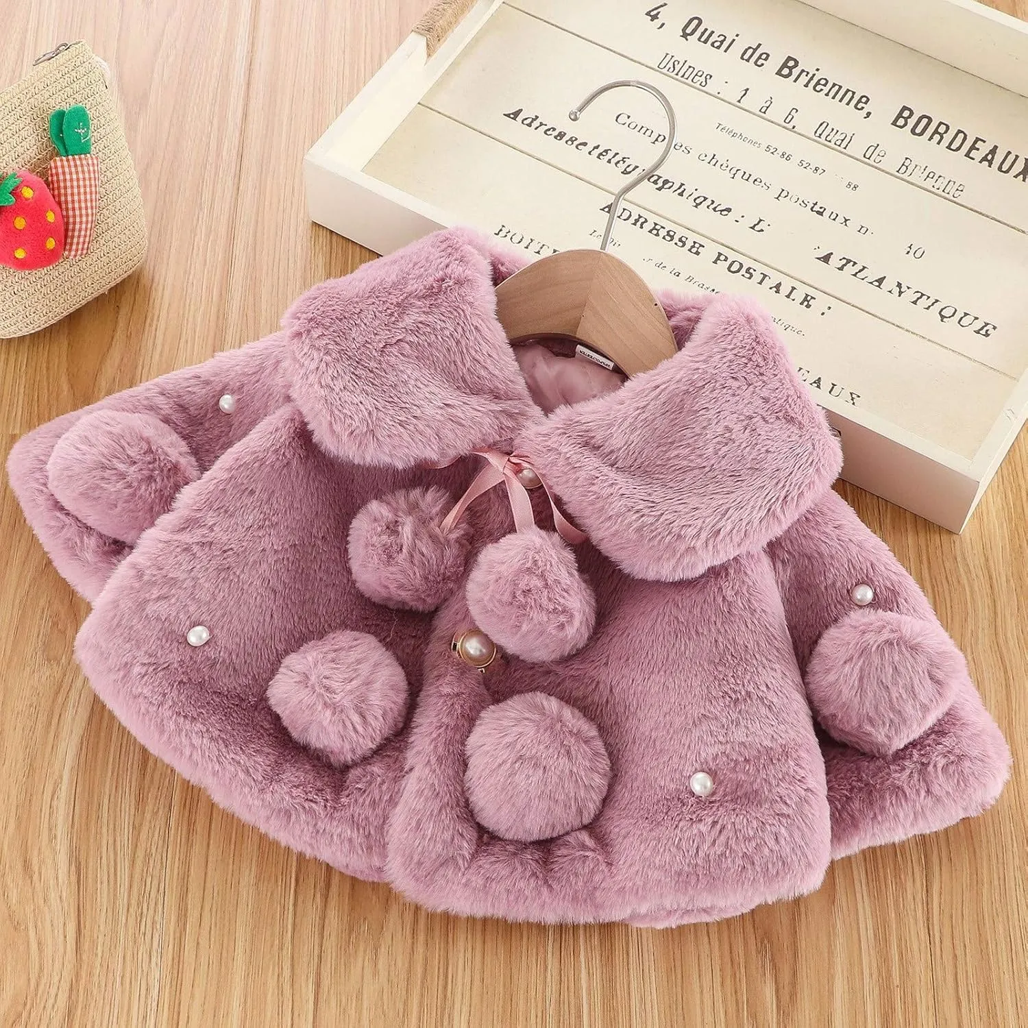 Infant Baby Girl Faux Fur Warm Winter Cape Cloak Coat Jacket Thicken Shawl Snowsuit Outerwear Coats for Girls