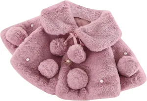 Infant Baby Girl Faux Fur Warm Winter Cape Cloak Coat Jacket Thicken Shawl Snowsuit Outerwear Coats for Girls
