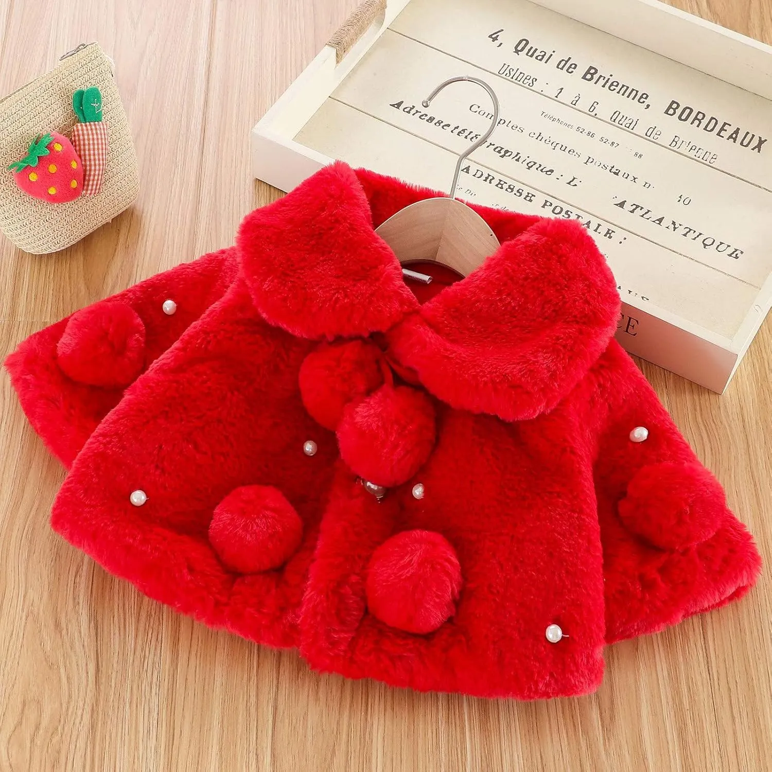 Infant Baby Girl Faux Fur Warm Winter Cape Cloak Coat Jacket Thicken Shawl Snowsuit Outerwear Coats for Girls