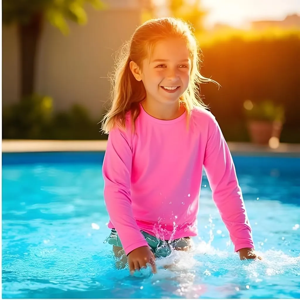 INGEAR Girls Long Sleeve Rash Guard Swim Shirt Outdoor Sports Shirt Lightweight Athletic Tee Protective