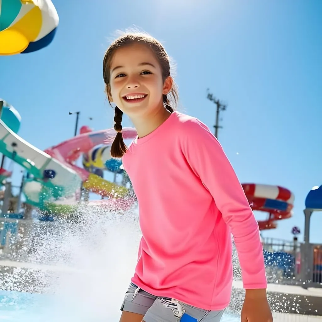 INGEAR Girls Long Sleeve Rash Guard Swim Shirt Outdoor Sports Shirt Lightweight Athletic Tee Protective