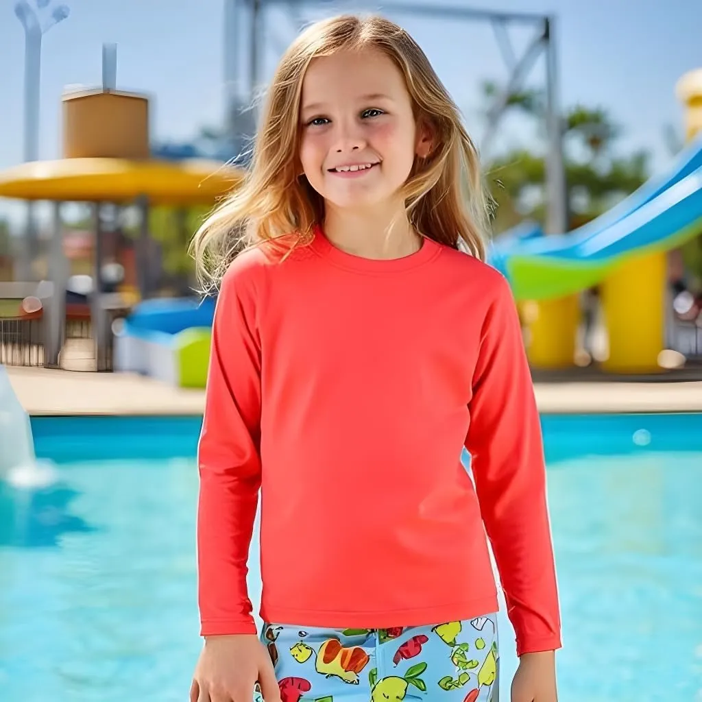 INGEAR Girls Long Sleeve Rash Guard Swim Shirt Outdoor Sports Shirt Lightweight Athletic Tee Protective