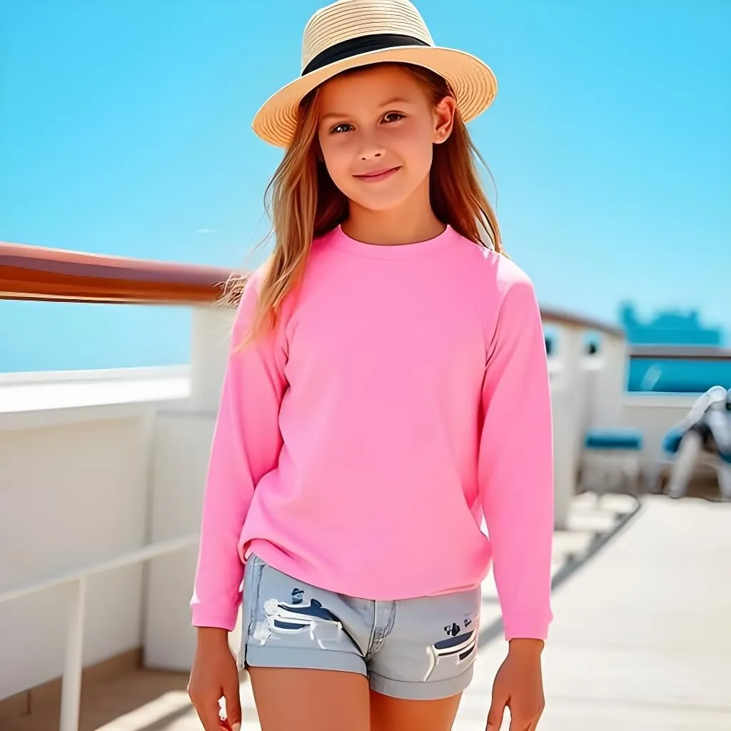 INGEAR Girls Long Sleeve Rash Guard Swim Shirt Outdoor Sports Shirt Lightweight Athletic Tee Protective