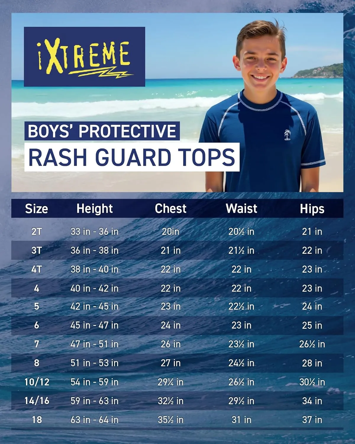iXtreme Boys Swim Shirt - 2 Pack UPF 50  Quick Dry Sun Protection Short Sleeve Swimwear Rash Guard for Boys (Sizes: 12M-18)