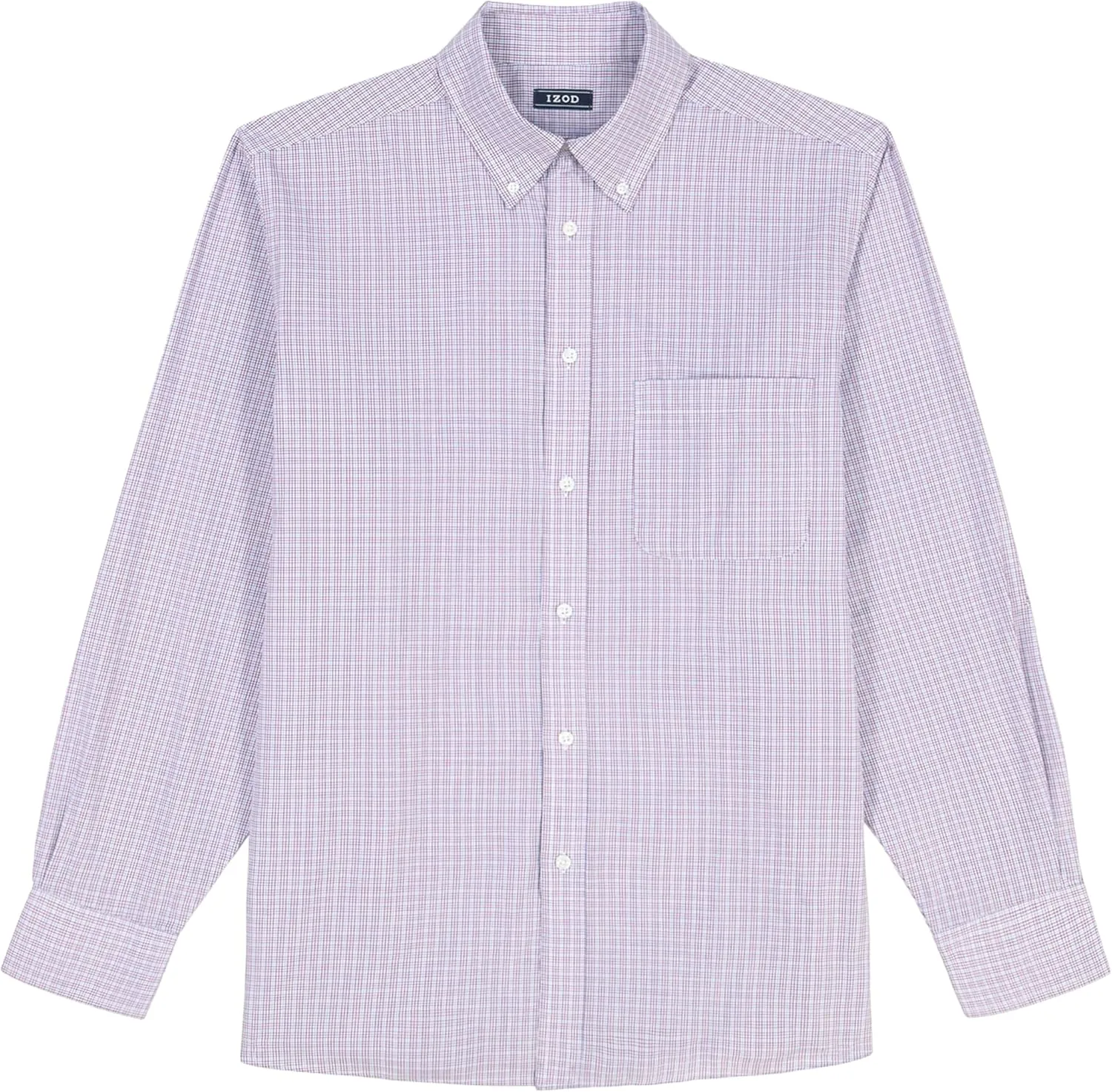 IZOD Men's Dress Shirt Regular Fit Long Sleeve Wrinkle Free Stretch Button Down Collar