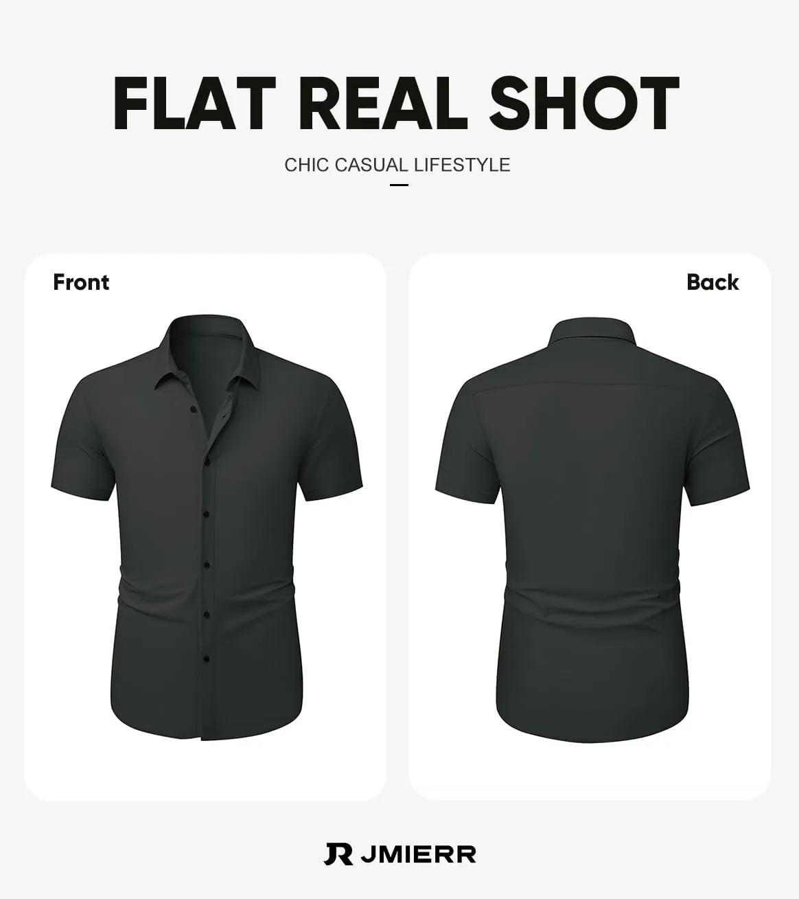 JMIERR Men's Muscle Fit Dress Shirts Summer Casual Button Down Short Sleeve High Stretch Wrinkle-Free Shirt