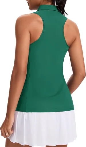 JoyGirl Womens Golf Shirt Sleeveless Polo Shirts Racerback Collared Tennis Shirt Zip up Quick Dry Athletic Tank Tops