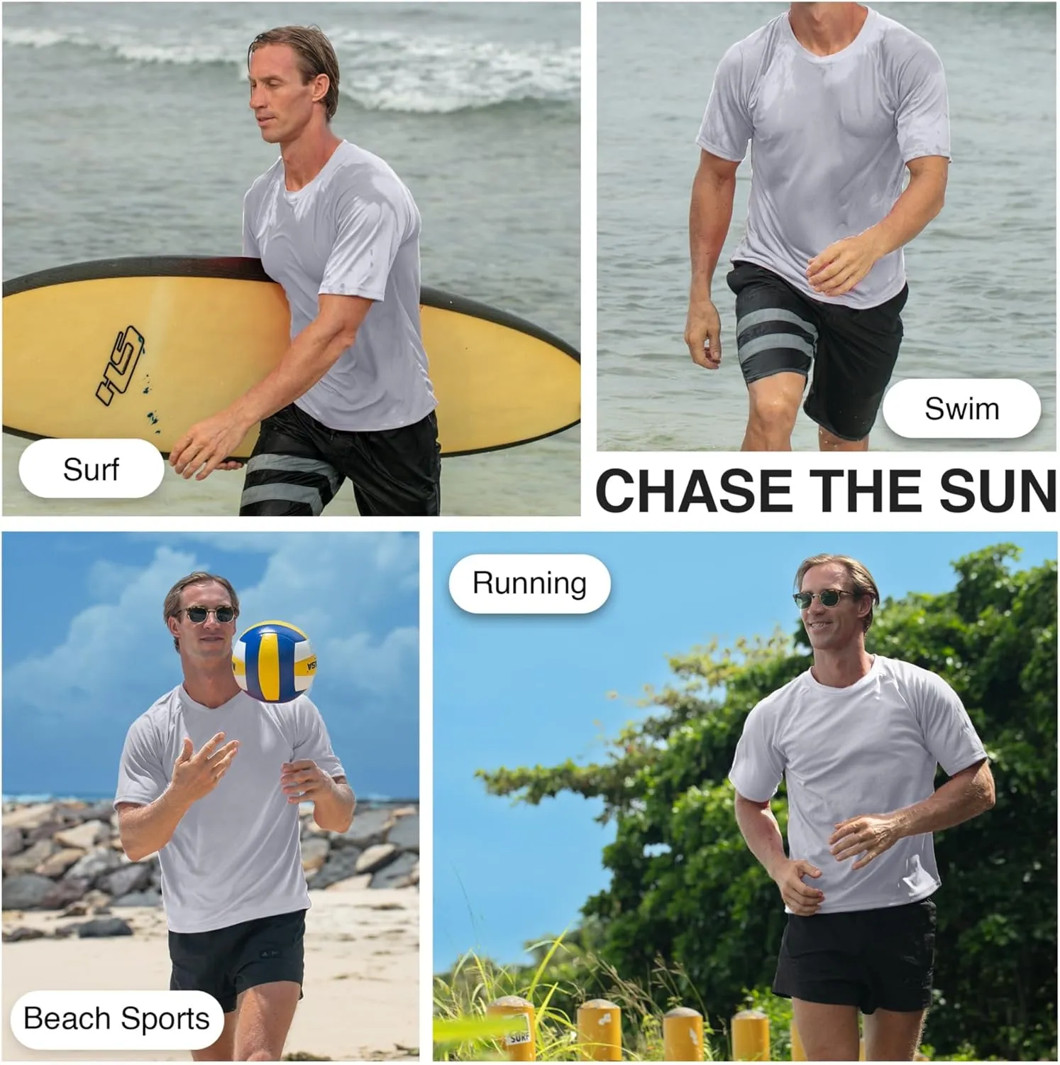 Kanu Surf Men's Short Sleeve UPF 50 Swim Shirt Rash Guard Sun Shirt (Regular & Extended Sizes)