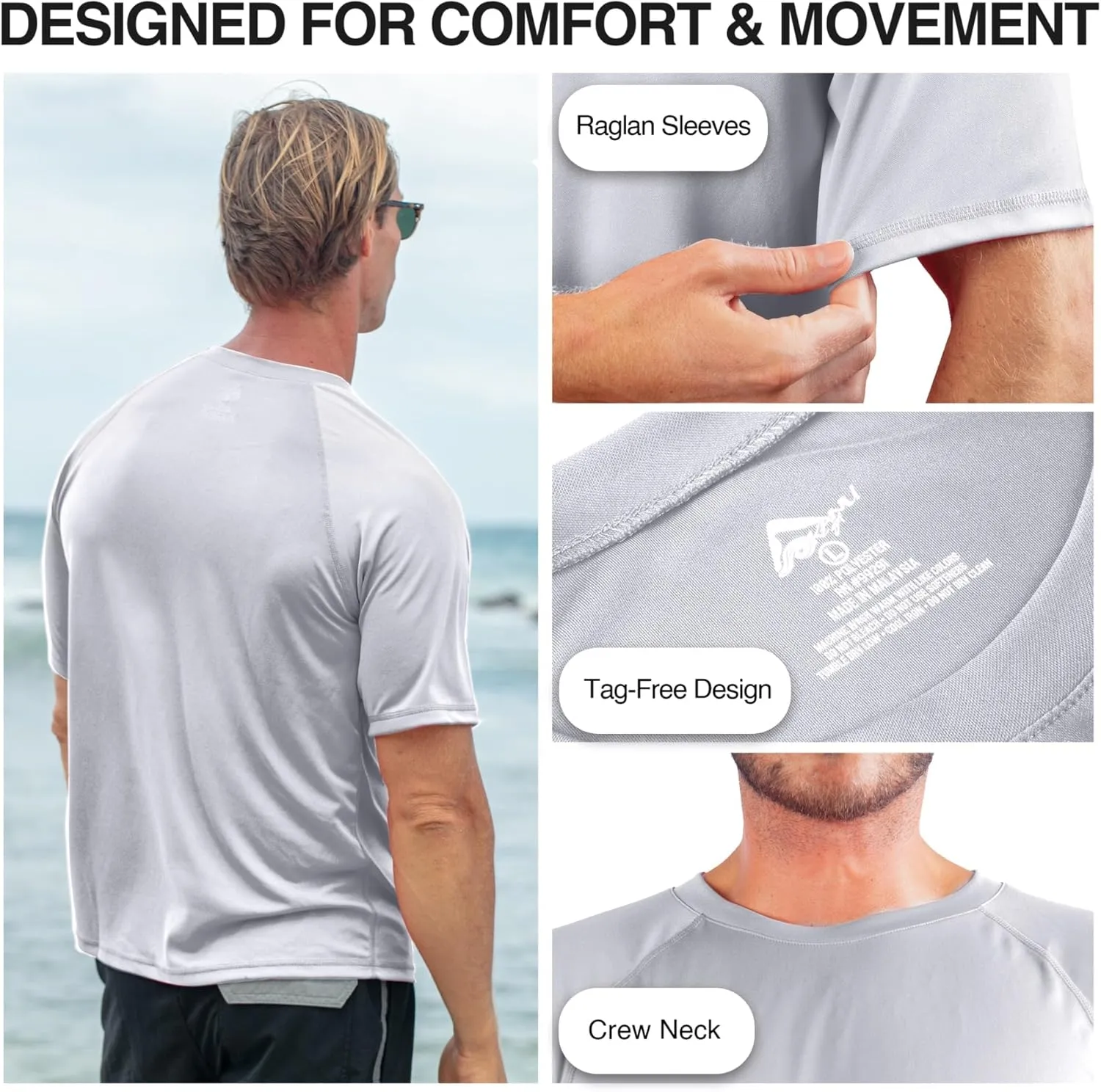 Kanu Surf Men's Short Sleeve UPF 50 Swim Shirt Rash Guard Sun Shirt (Regular & Extended Sizes)