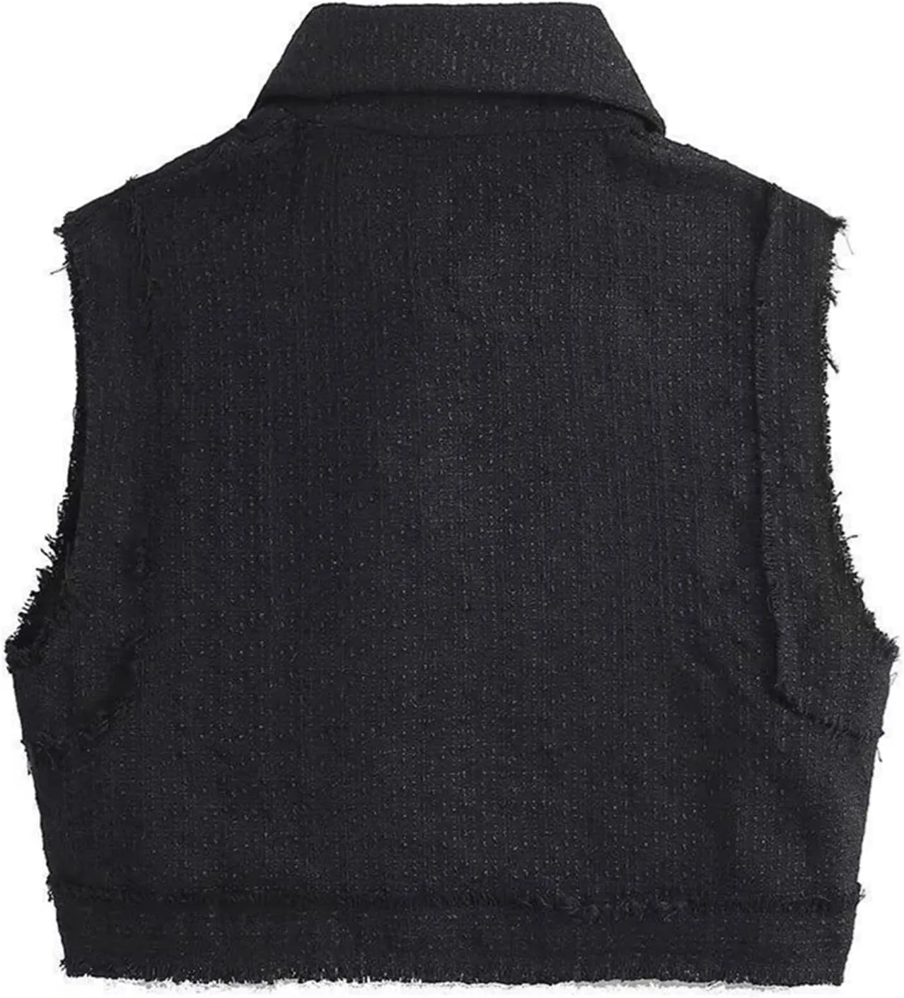 KEOMUD Women's Elegant Crop Vest Tops 2024 Vintage Lapel Button Down Tweed Waistcoats