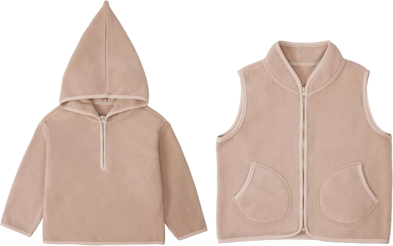 Kids Boys & Girls Two-Piece-Set Soft Fleece Hoodie with long sleeves and Vest