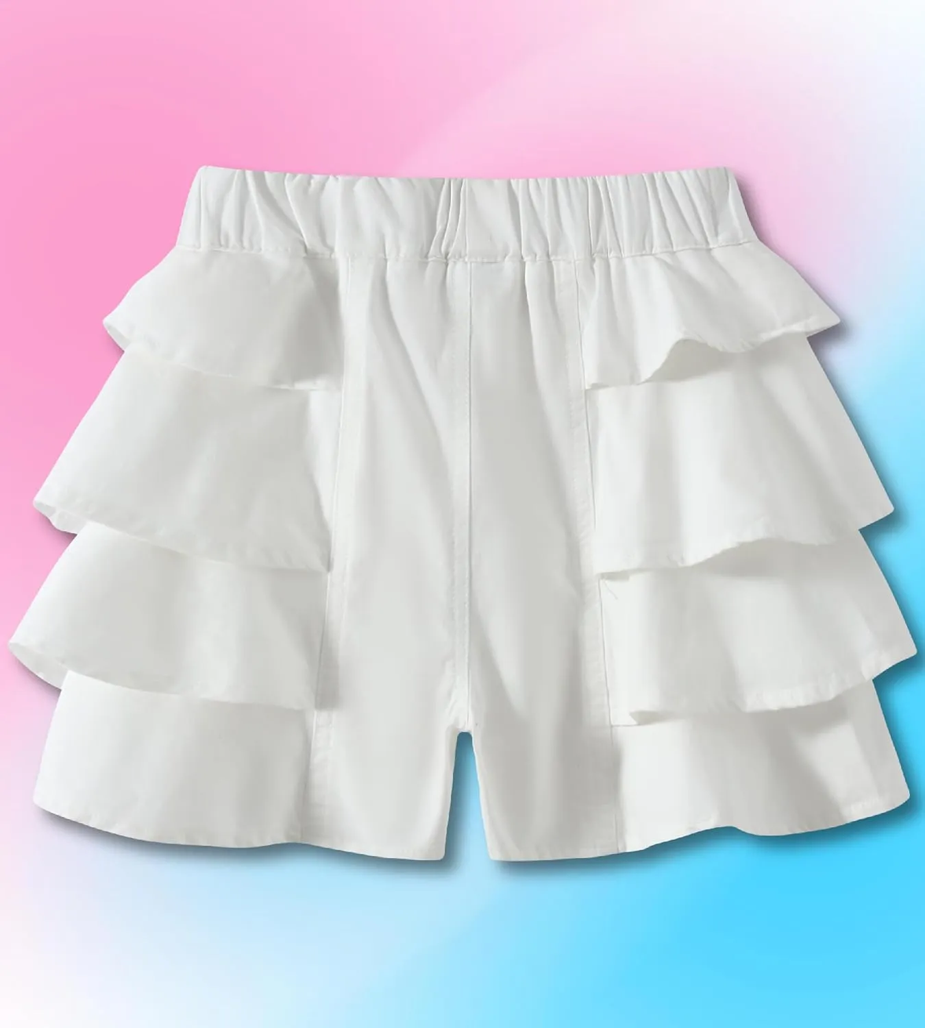 Kids Girls Jean Shorts Loose Fit Soft Cotton Comfy Ruffle Children Pull On Denim Shorts - Ages 4 to 14