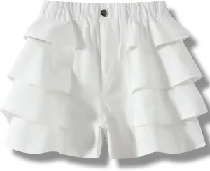 Kids Girls Jean Shorts Loose Fit Soft Cotton Comfy Ruffle Children Pull On Denim Shorts - Ages 4 to 14