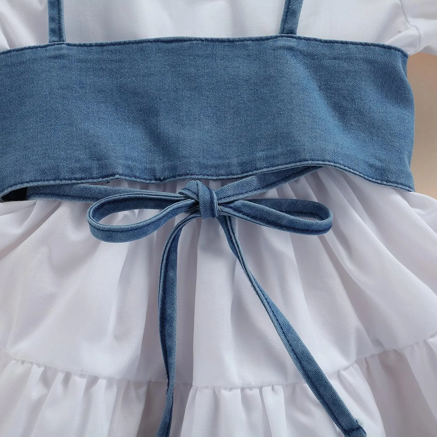 Kids Toddler Baby Girl Summer Outfit Short Sleeve T-Shirt Dress Tunic Tops with Denim Vest Corset 2pcs Clothes Set