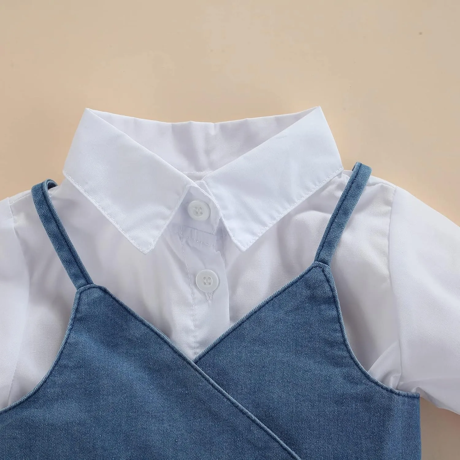 Kids Toddler Baby Girl Summer Outfit Short Sleeve T-Shirt Dress Tunic Tops with Denim Vest Corset 2pcs Clothes Set
